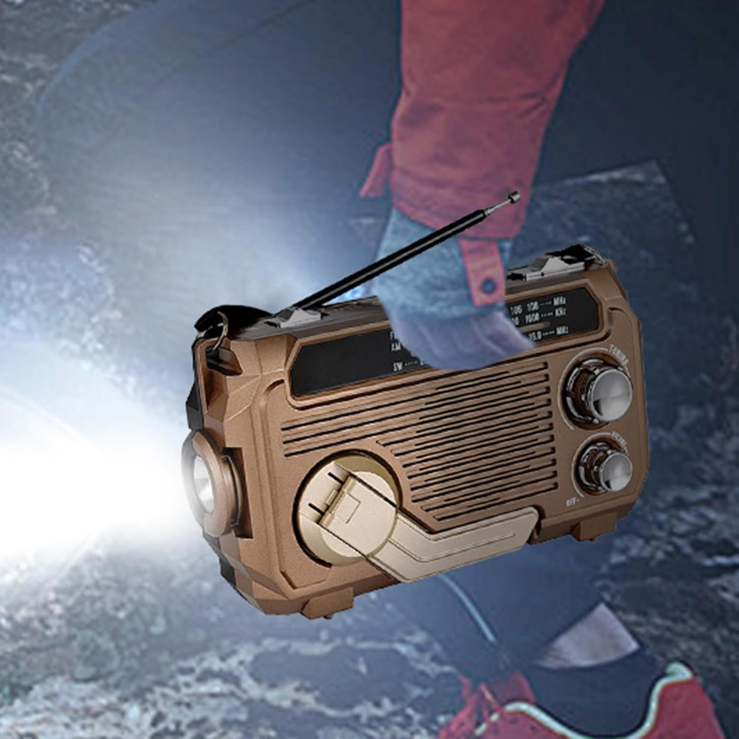 Hand and Solar Radio - Portable Radio Flashlight,Wireless AM/FM/SW Radio, 3 Way Charging Battery Operated Radio Survival Gadget for Indoor Outdoor image number 4