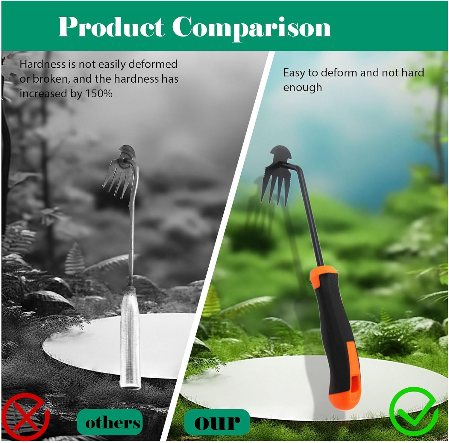 Gardening Hand Weed Remover, Manual Weed Remover Device, Stainless Steel, Joint Scraper with Handle, Garden Tool, Weed Remover, Garden Tool for Digging, Weeding, Transplanting Soil Loosening