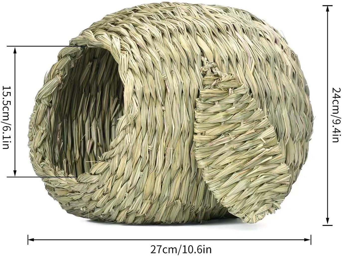 Grass House for Rabbits - Naturally Manufactured Animal Shelter, Comfortable Animals Hut Play Hideaway Bed Hay Mat Chew Toy for Bunny Guinea Pig Hamster Chinchilla