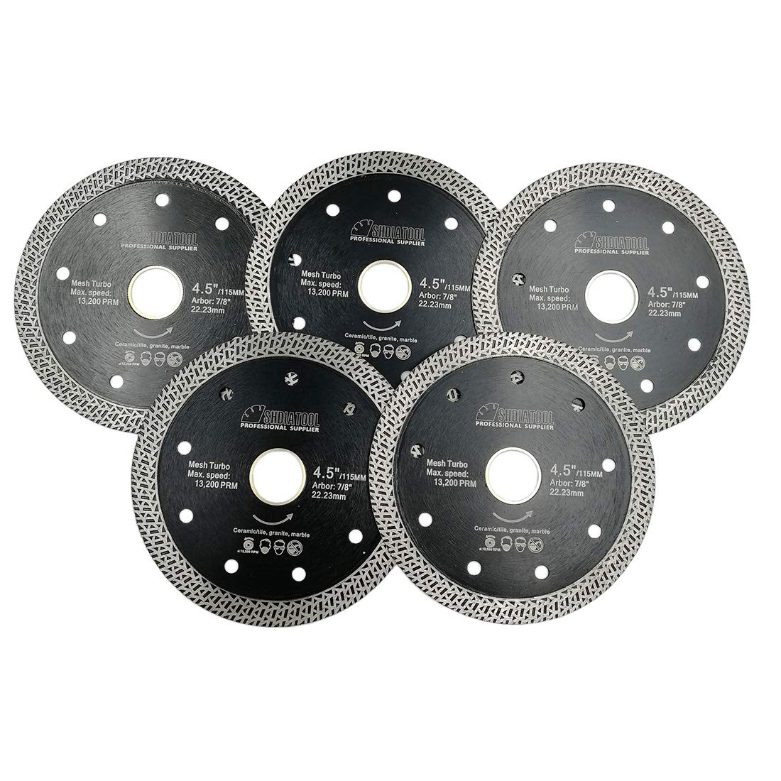 SHDIATOOL Diamond Porcelain Saw Blade Dia 125Mm / 5 Inch with Mesh Turbo for Tile Ceramic Granite Marble image number 4
