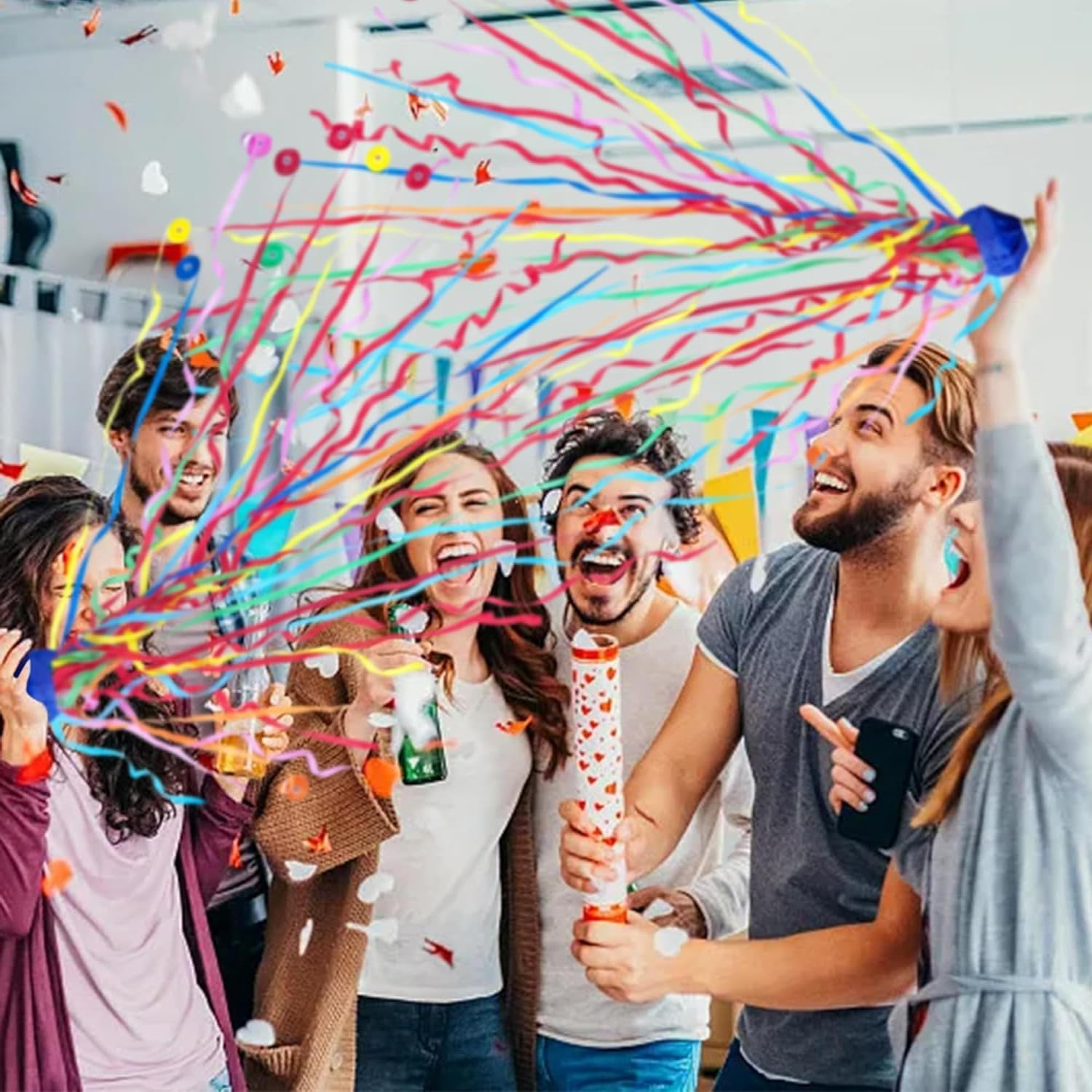 16 Pack Colorful Streamers Poppers Party Poppers Hand Throw Streamers for Birthday Wedding Graduation Engagement Retirement Party Supplies image number 6