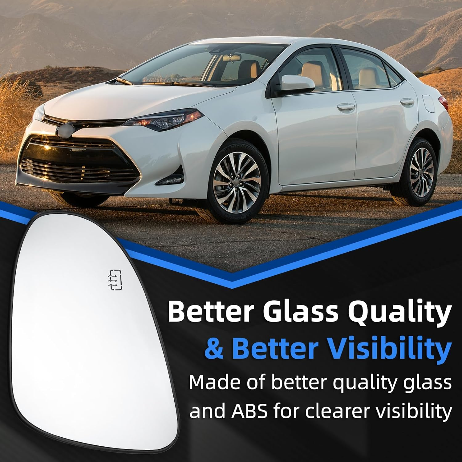 LOIYLLEN Left Side Mirror Replacement for Toyota Corolla 2014 2015 2016 2017 2018 2019 - Left Side Mirror Glass, Rear View Mirrors Glass with Power Heated image number 4