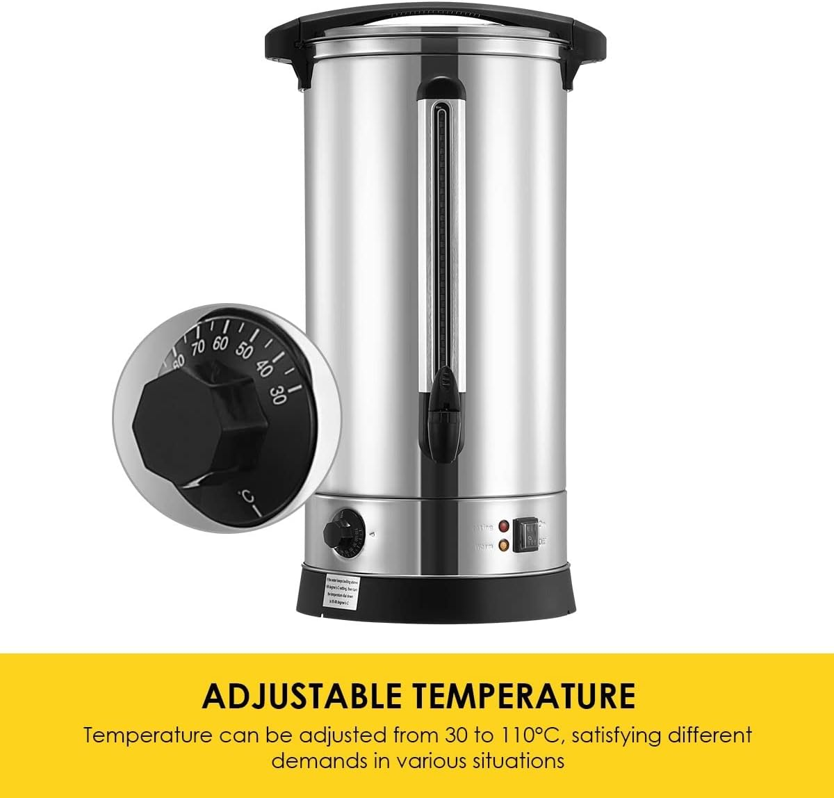 Maxkon 28L Hot Water Urn,2000W Stainless Steel Electric Hot Beverage Dispenser with Boil Dry Protection,Quick Brew Commercial Coffee Urns Percolator Electric for Gatherings