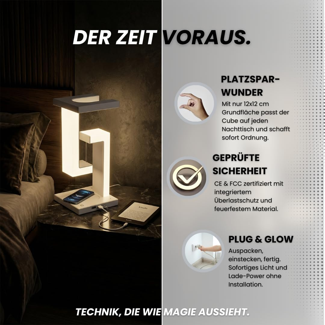 Ivyo Bedside Lamp LED Dimmable - USB & Wireless Charging - Desk Lamp & Night Light Children - LED Table Lamp Modern for Decoration Living Room - Reading Lamp Touch Function I Lamp Room Decorative image number 2