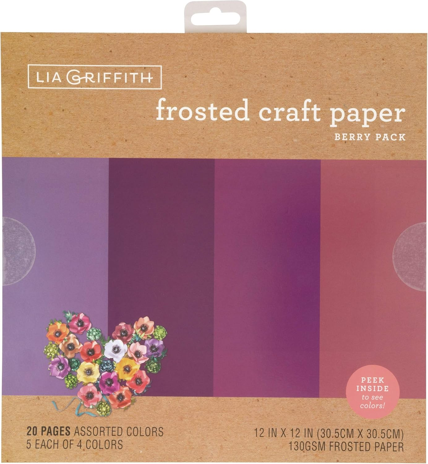 Lia Griffith Frosted Craft Paper, 12" X 12", Melon Pack 20 Sheets