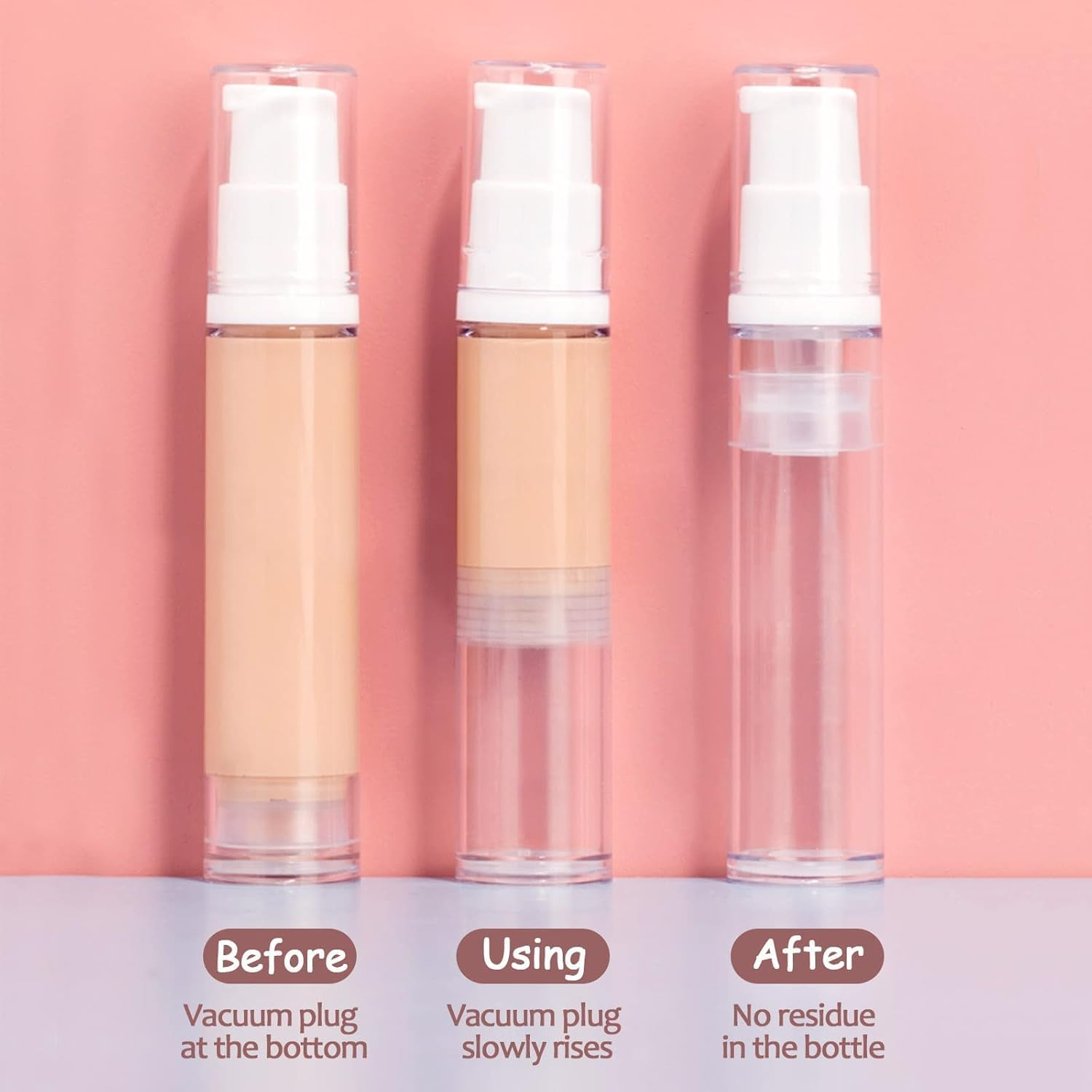 Clear Airless Pump Bottles, 10Ml, Set of 3, Travel Size Refillable Containers for Cosmetics (Lotion Pump)