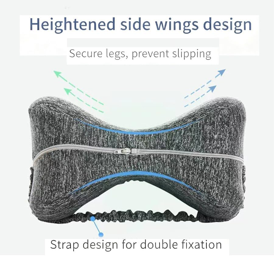 Knee Pillow Revoget Alignment Pillows for Sleeping on Side, Memory Foam Leg Spine & Hip Support Pillow for Side Sleepers, Joints Pain & Pregnancy, Leg Support Cushion (Grey) - Grey image number 2