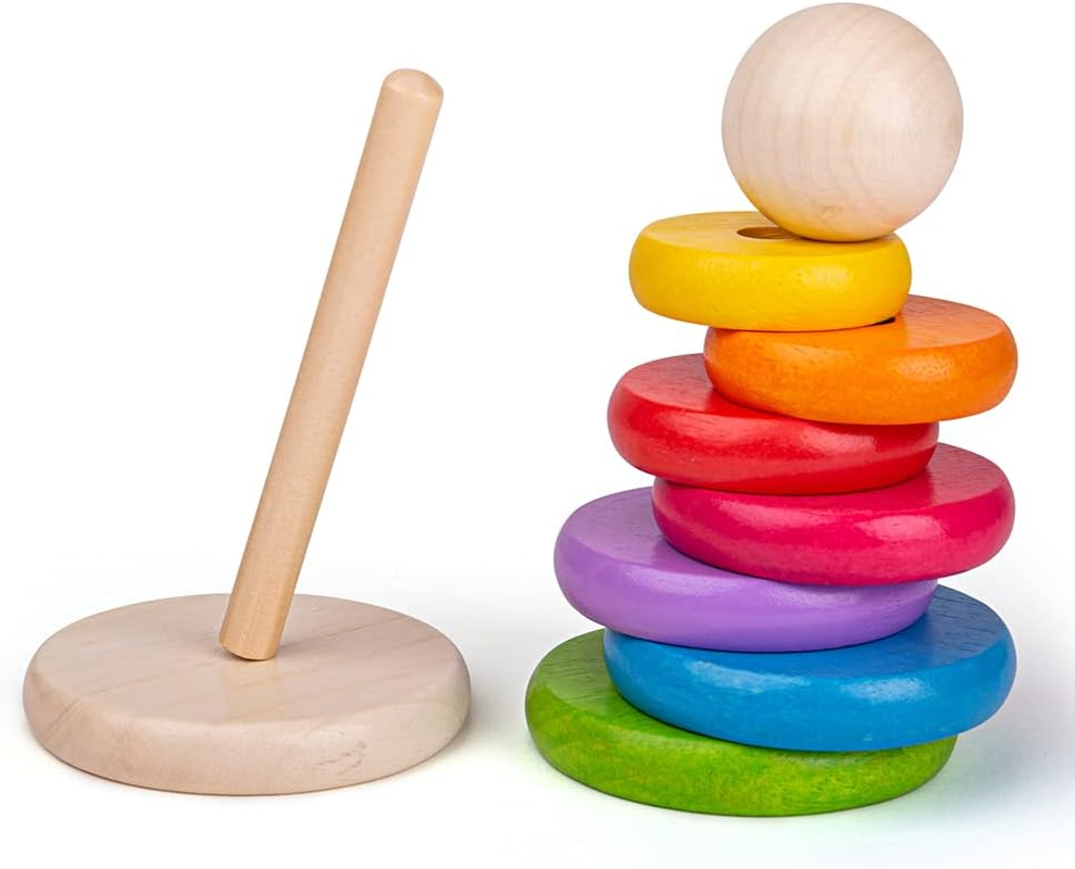 Bigjigs Toys, My First Rainbow Stacking Toy, Wooden Toys, Baby Toys, Wooden Stacking Toys, Ring Stacker, Toddler Toys, Wooden Toys for 1 Year Olds image number 5