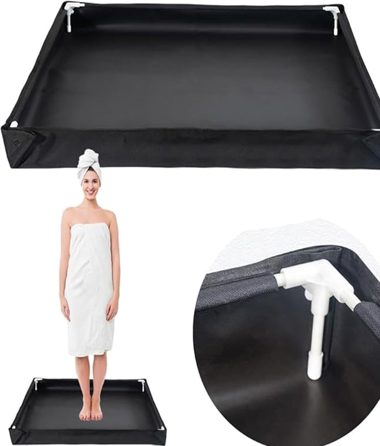 Portable Shower Pan,Foldable Shower Base & Basin Floor with Detachable Drain Pipe, Ideal for RV, Outdoor,Outdoor Camping Shower,Beach,Pet Bath image number 2