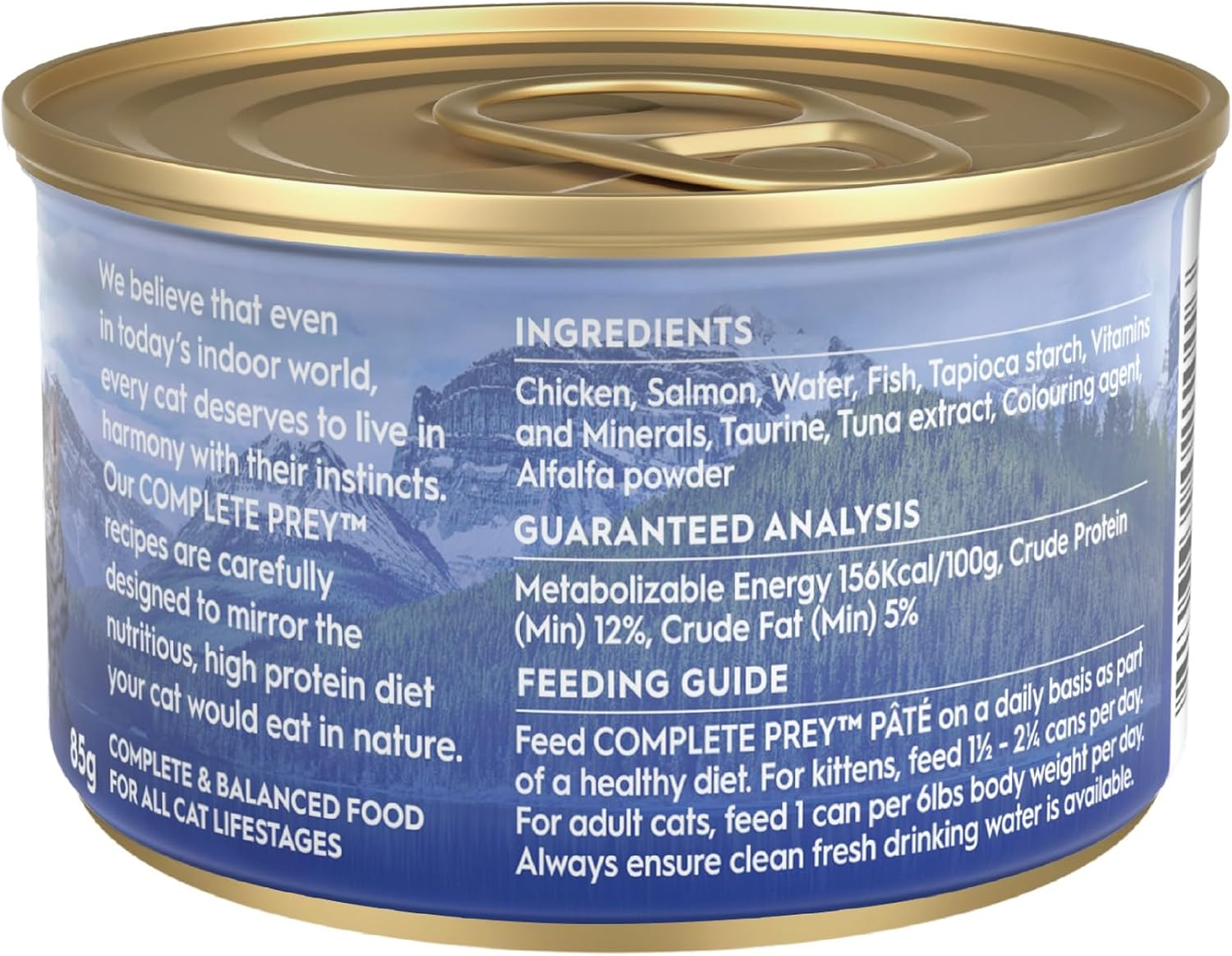 Trilogy Complete Prey P&acirc;t&eacute; Wet Cat Food, Wild Caught Salmon, 24X85G, Grain Free Natural P&acirc;t&eacute;, 88% Meat & Organ Protein for Healthy Muscles and Hydration
