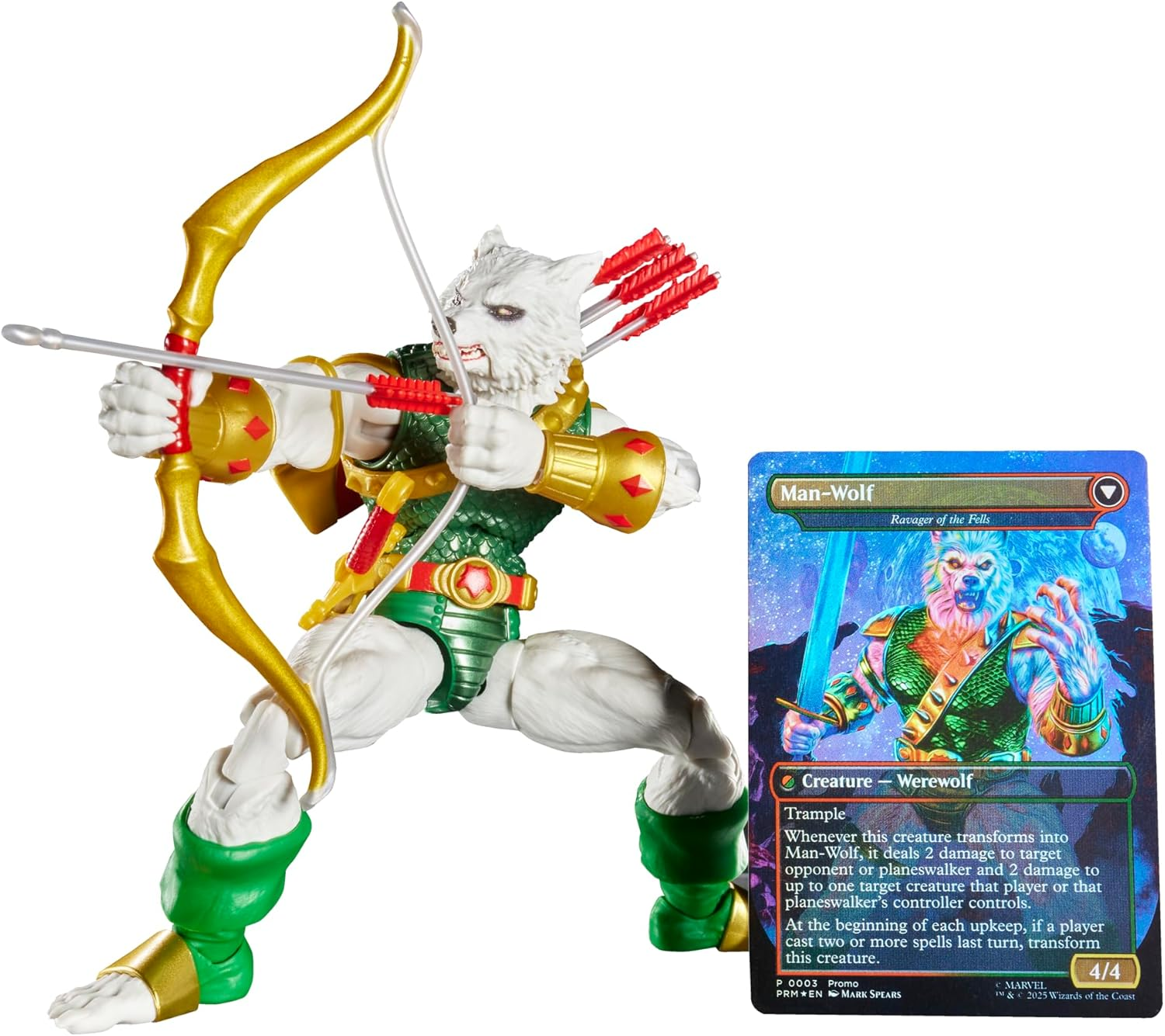 Marvel Legends Series Magic: the Gathering Man-Wolf, 6-Inch Spider-Man Action Figure Toy plus Exclusive Foil Collectible Card Game Trading Card image number 1