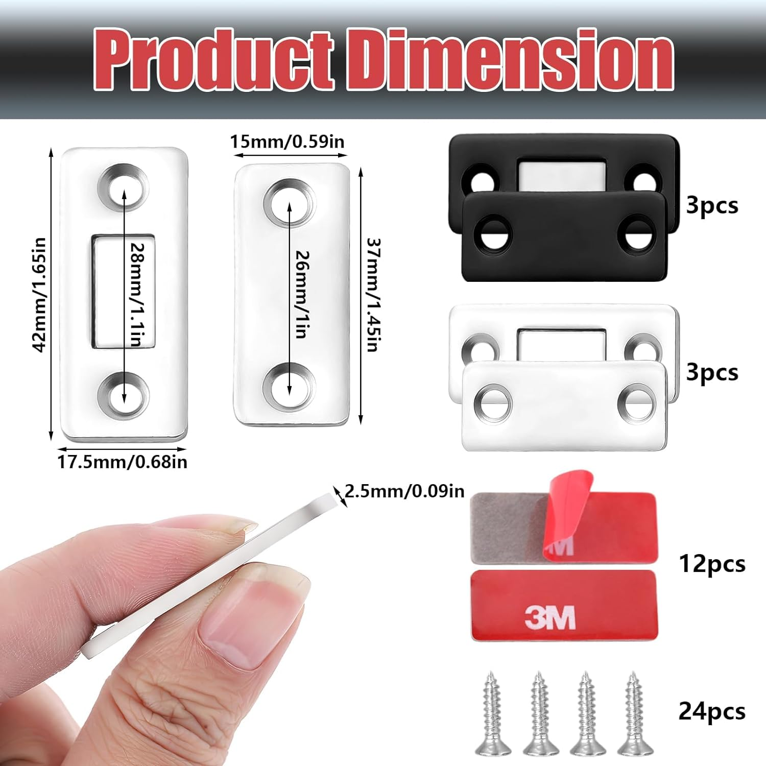 Magnetic Door Catch, Cabinet Magnetic Catch 6 Pack, Magnetic Door Closures for Cupboard, Kitchen, Closet, Closer, Sliding, Doors, Windows, Drawer image number 3