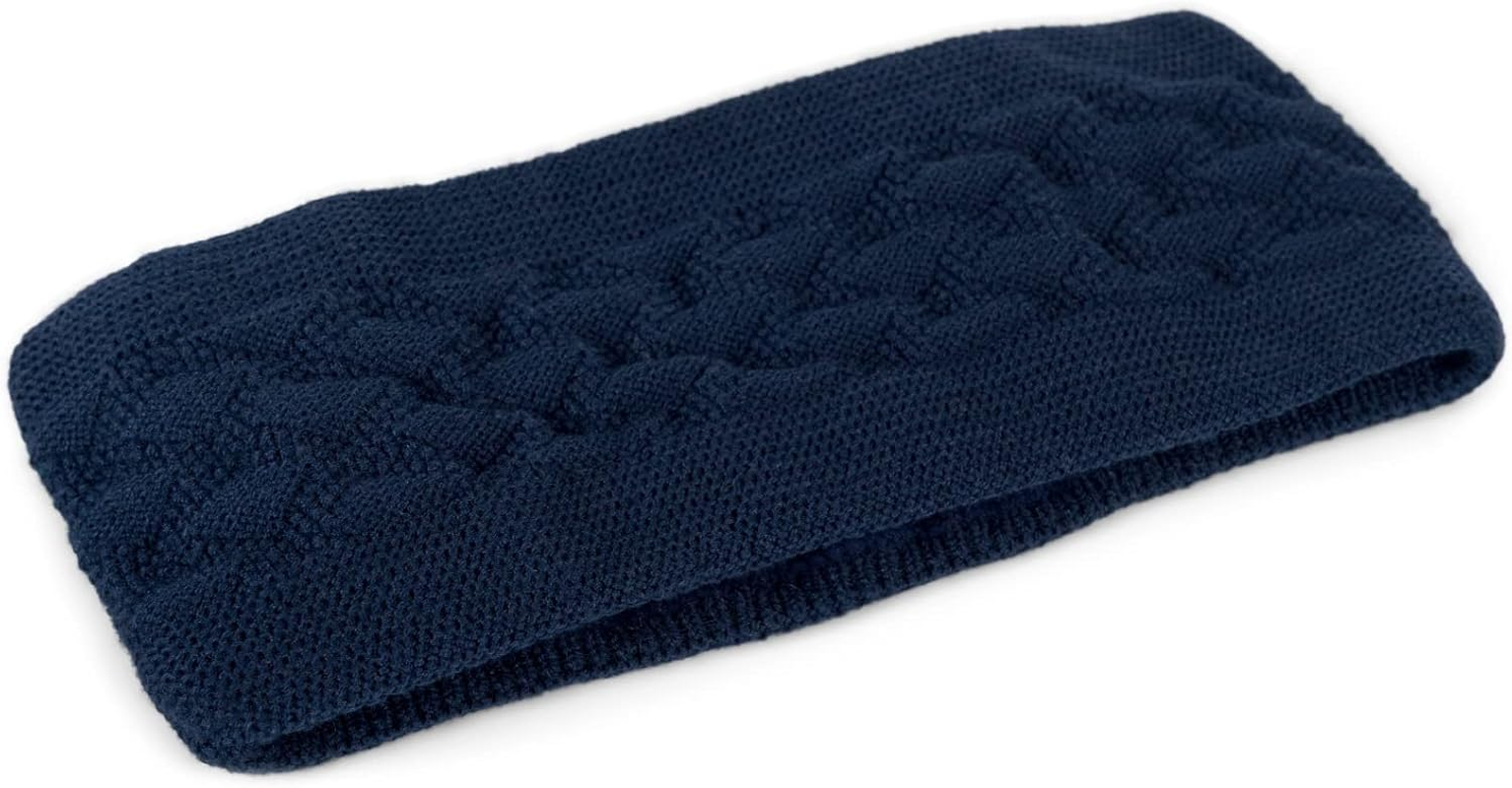 Stylebreaker Women'S Knitted Headband Plain with Checked Pattern, Thermal Fleece Lining, Winter Headband, Plain 04026061, Colour: Light Grey