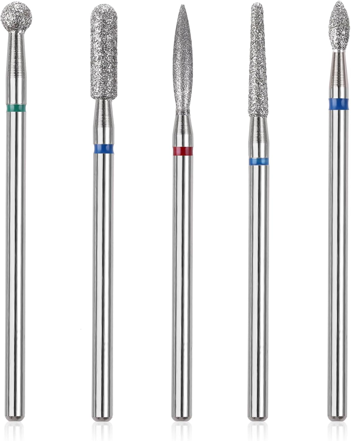 Gjinxi 5Pcs Nail Drill Bits Set, Manicure Drill Bits, Professional Nails Diamond Bits Russian Cuticle Remover Bits Kit, Cylinder/Ball/Flame/Needle Cuticle Bit for Acrylic Gel Nails Home Salon image number 4