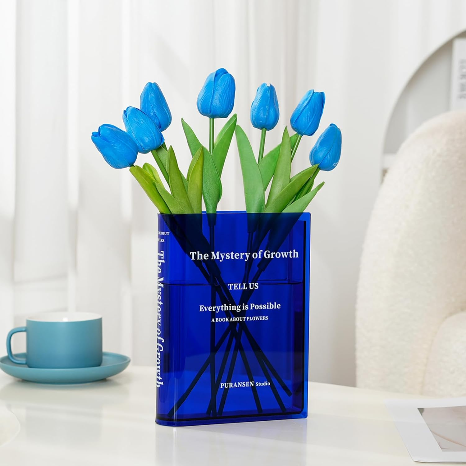 Puransen Book Vase for Flowers Aesthetic Room Decor, Artistic and Cultural Flavor Decorative Acrylic Vase, Unique Home/Bedroom/Office Accent, a Book about Flowers (Clear Color)