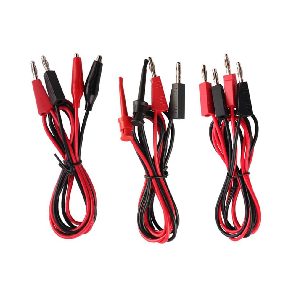 Multimeter Test Leads Set 3-Pair - Alligator Clips to Stackable Banana Plugs & Mini Hooks, for Electronics Testing, Lab & DIY Projects image number 3