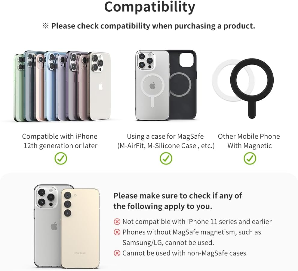 Sinjimoru Magnetic Card Wallet, Premium Vegan Leather Phone Wallet for Magsafe 3-Card Holder Compatible with Iphone 17 16 15 14 13 12 Series. M-Viica Black image number 6