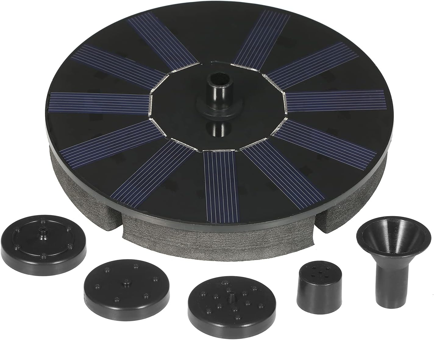 RAYWE Solar Fountain Pump Solar Powered Water Pump Floating Fountain with 4 Nozzles for Bird Bath Fish Tank Pond Garden Decoration