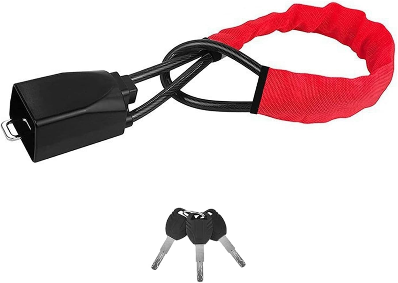 Red Steering Wheel Lock Anti-Theft Device, Universal Fit for Cars, Trucks, Suvs, and Vans - Durable Alloy Steel, Easy to Install, 3 Keys Included, 1-Year Warranty - Damaill