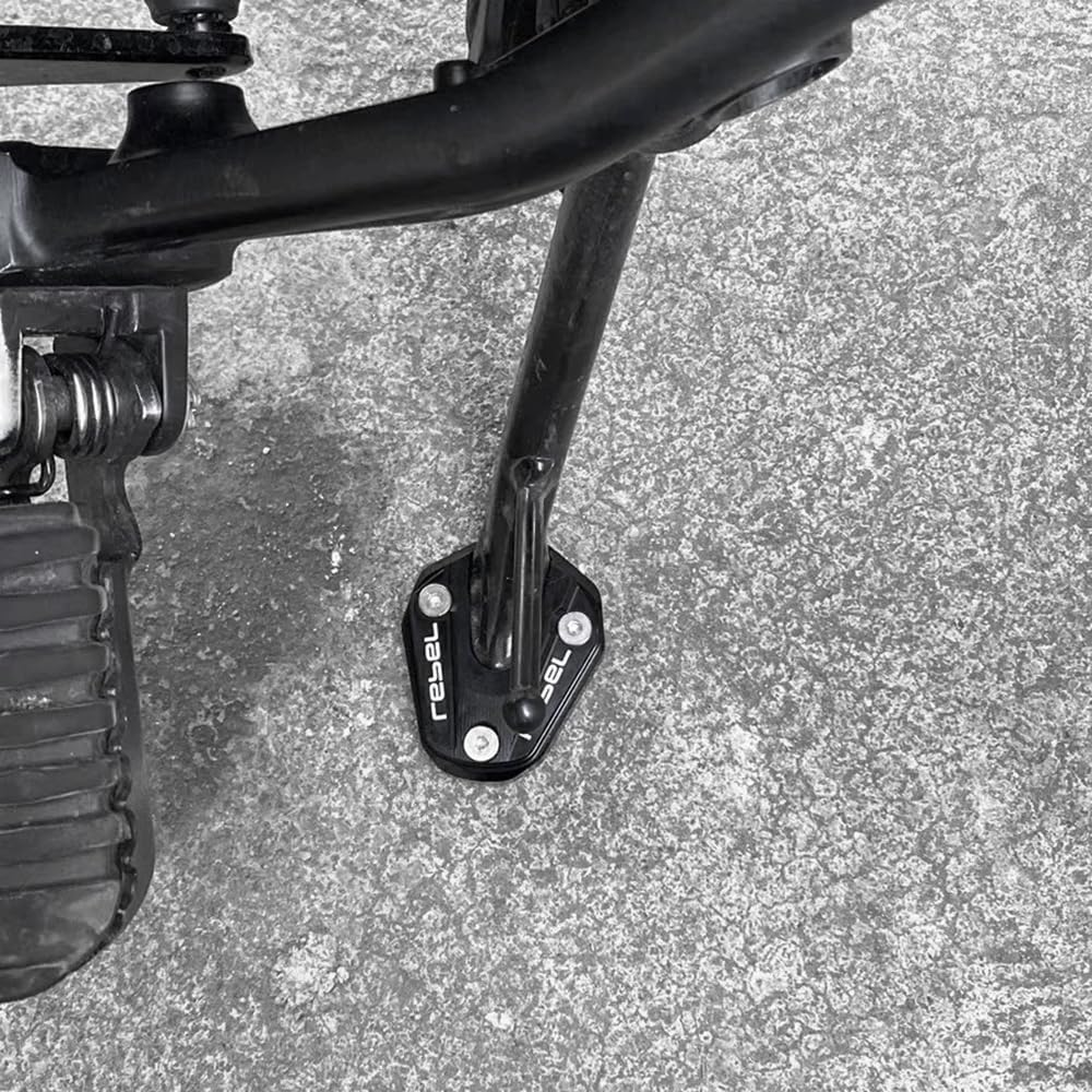 WOOGA Motorcycle Kickstand Pad Compatible with Ho&Nda Rebel CMX 250 CMX 300 CMX 500 2017-2024 Side Stand Foot Extension Enlarger Plate Support CNC Foot Extension Plate (Black) - Red image number 5