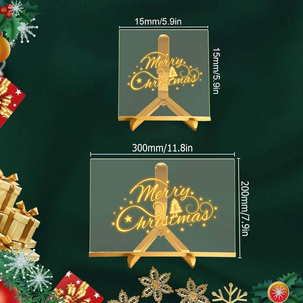 Afeamo LED Note Board with 7 Colors Pen, 2025 Upgrade Glowing Acrylic Message Marker Board with Light, Acrylic Dry Erase Board Light up Dry Erase Board with Stand as a Glow Memo Office Home (15*15 Cm)