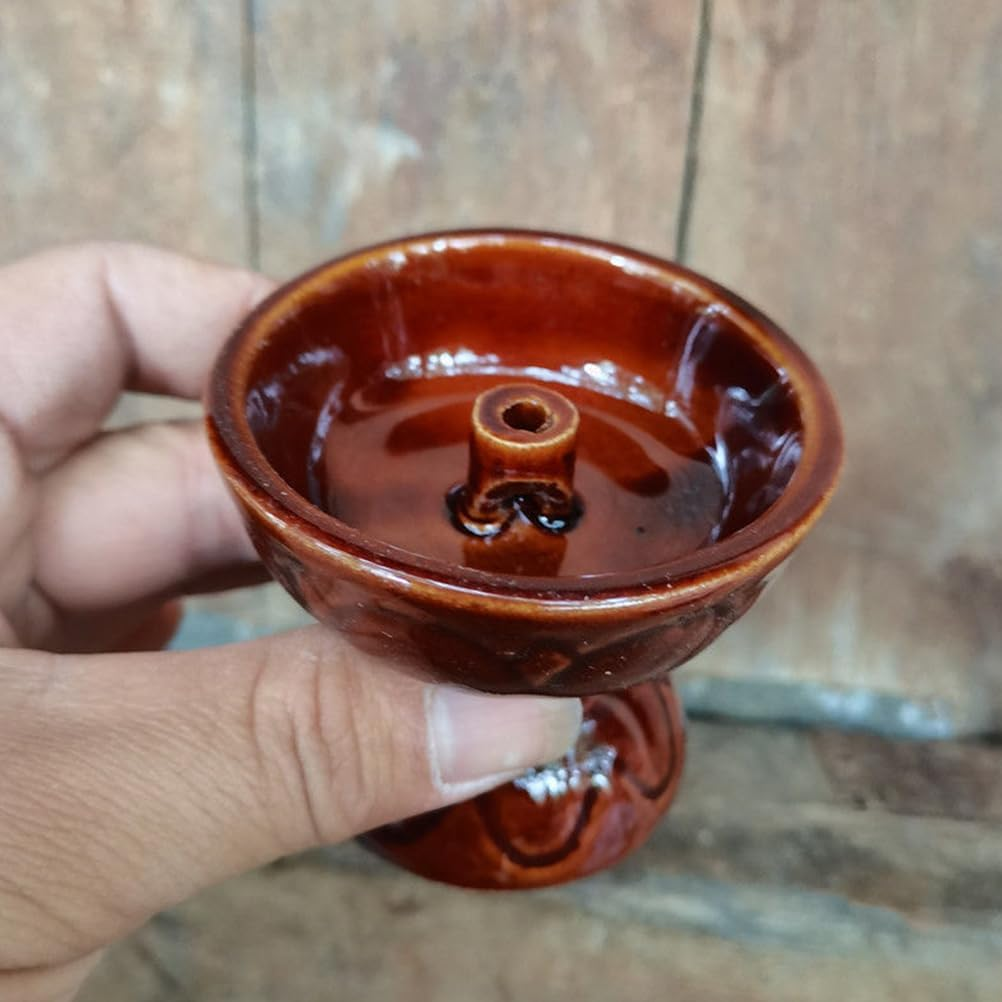 VOSAREA Ceramic Vintage Oil Lamp Kerosene Lantern Oil Lamp Decorative Light Vintage Paraffin Antique Candle Holder for Living Room Ambient Light (2.67X2.67X2.36 Inch) image number 2