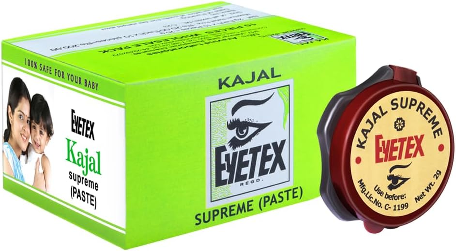 Eyetex Kajal Supreme Paste (Black), 2G (Pack of 10) - Skin Friendly Baby Kajal, Smudge-Proof, Creamy Finish image number 2