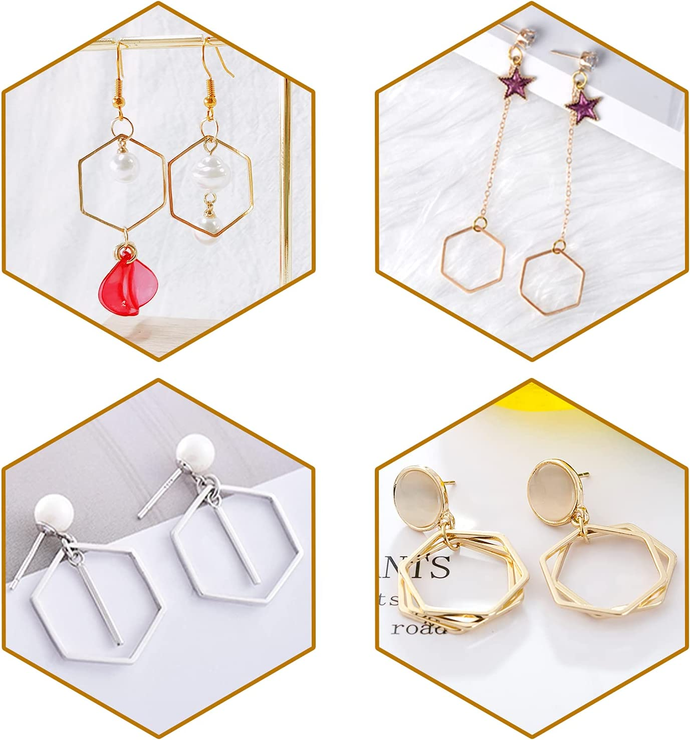 60Pcs Earrings Beading Hoop for Jewelry Making, Funcyboo Earrings Findings Hoops Earring Charms Open Bezel Pendant Frame for DIY Craft,Earring Necklace,Crafts Supplies(3 Styles) image number 3