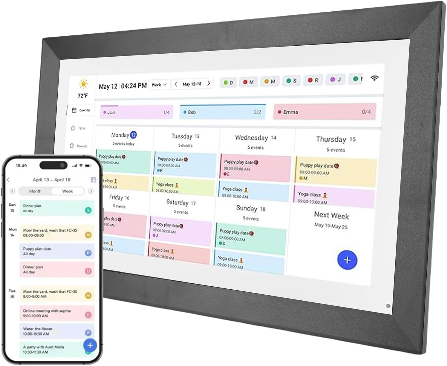 15.6" Digital Calendar Chore Chart, 1080P Full HD Interactive Touchscreen, Smart Family Planner, Hearthdisplay Digital Calendar Wall Desk Mountable (AU)