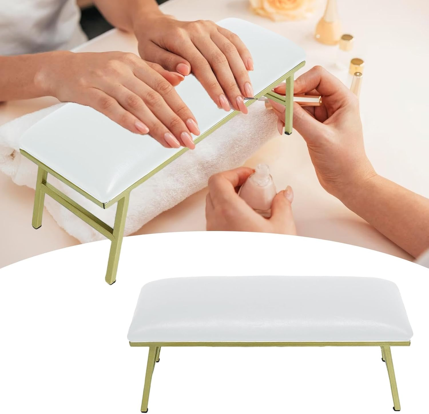 Eigell Nail Arm Rest, Nail Art Accessories, Manicure Hand Rest Cushion for Salon Home, White image number 1