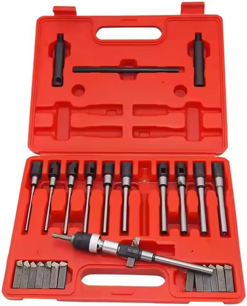 SUZLAZYR 29Pcs Valve Seat Cutter Kit, Valve Grinding Tool for Dia. 22-63Mm Valve, Valve Seat Single Plane Blade Universal Boring Cutters for Car Van Pickup Truck