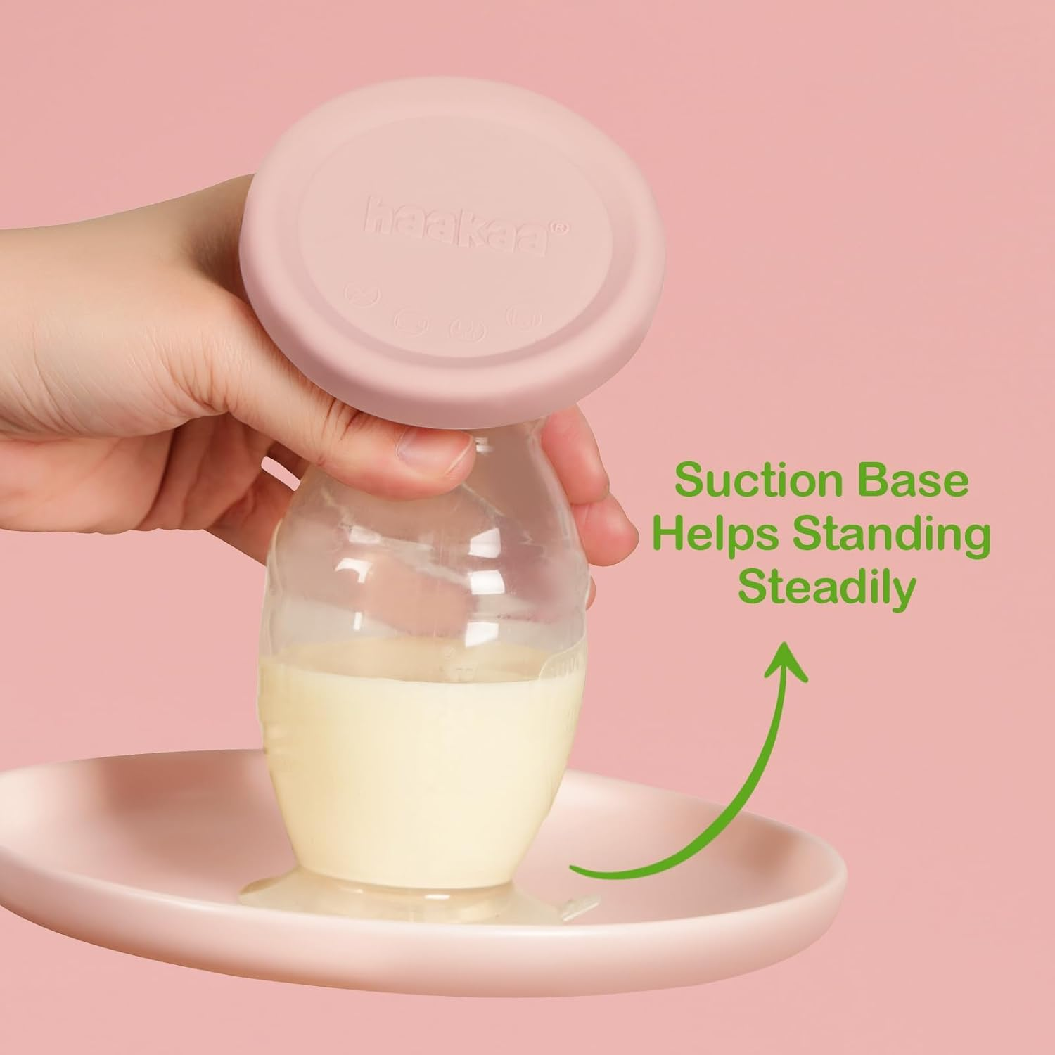 Haakaa Manual Breast Pump with Suction Base and Blush Gap, Breastmilk Collector Breastfeeding Pump (5Oz/150Ml)