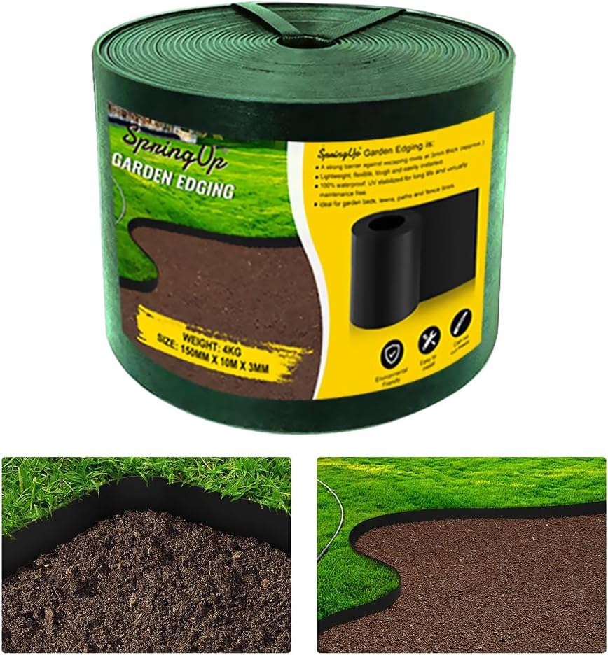 Poly Garden Edging, 15Cm * 10M No Dig Flexible Plastics Landscape Fabric, Edging & Fencing Decorative Landscape Border, 3Mm Width (Green)