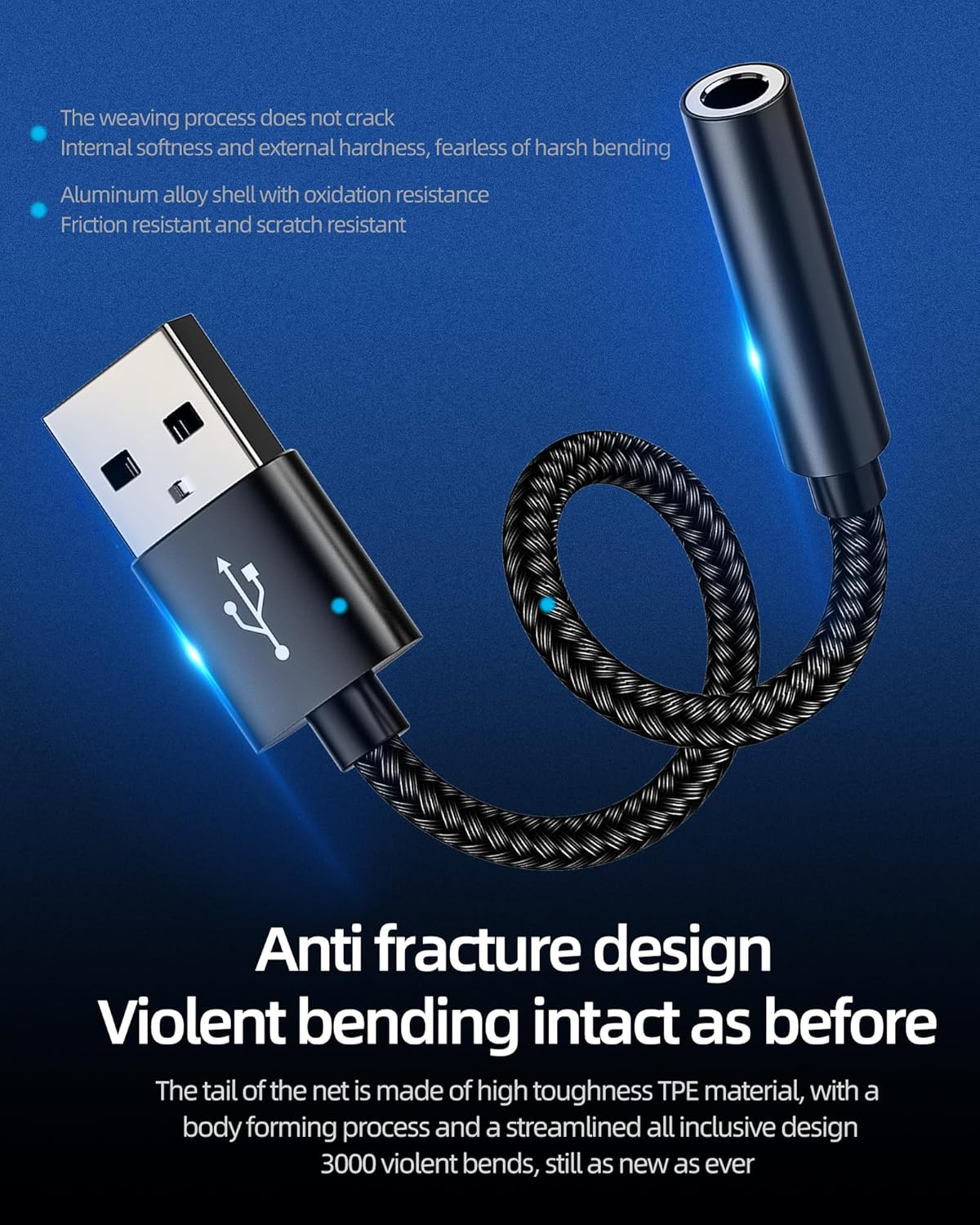 3.5Mm Female to USB Male Audio Adapter AUX Headphone Jack Converter DAC Auxiliary Headset Cable Connector Digital Stereo Microphone Dongle USB-A Interface for PC Computer Laptop Port Devices image number 4