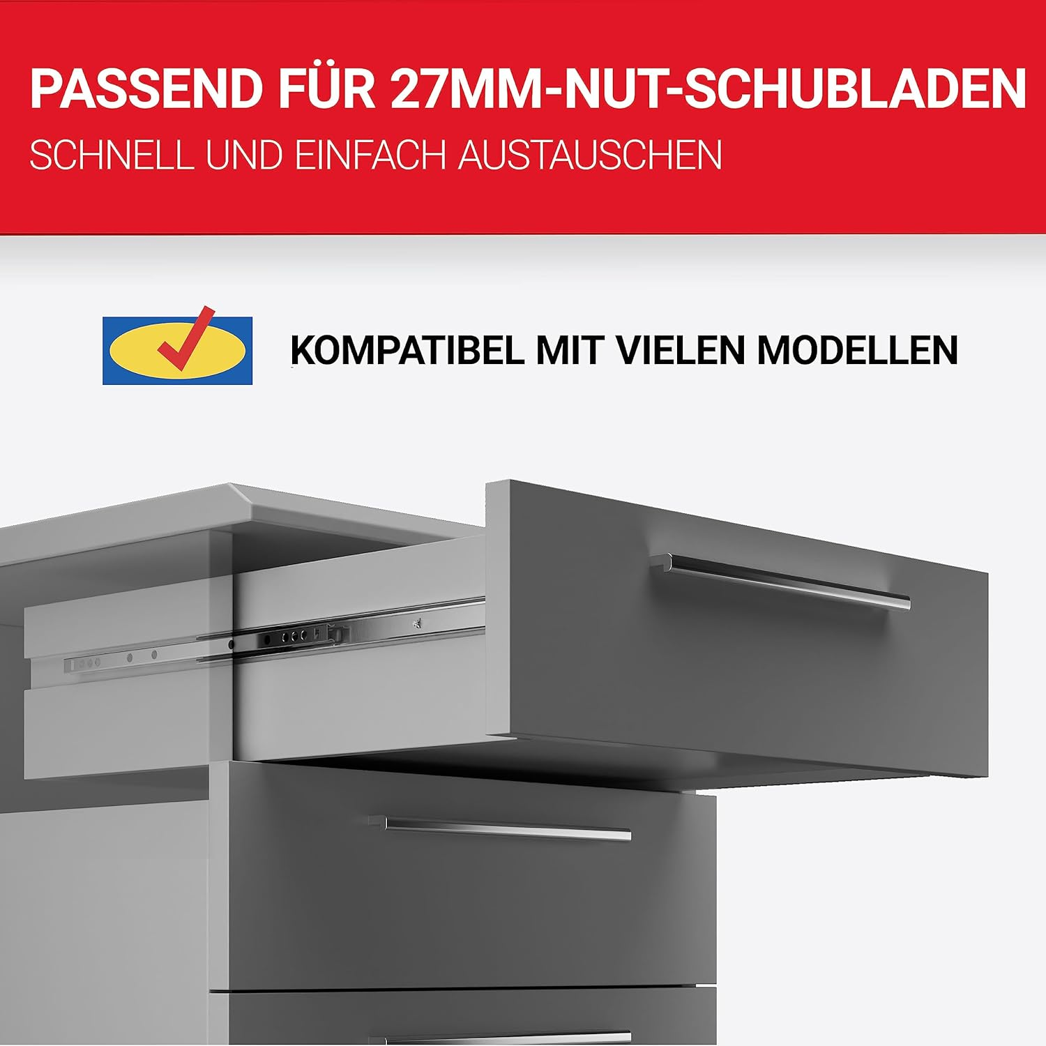 Loumaxx Ball Extension Set of 2 Drawer Runners 27 Mm Groove 400 Mm Runners Drawer Drawer Rail System with Partial Extension - L  300 Mm. image number 6