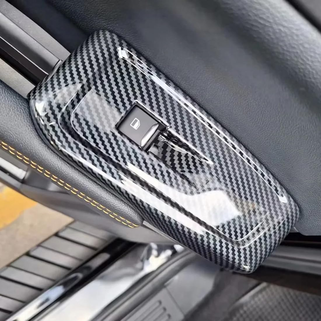 4PCS Carbon Fiber Style Car Window Controls Panel Glass Lift Switch Cover Protector Fit for Ford Ranger Raptor 2022-2024 Interior Accessories image number 5