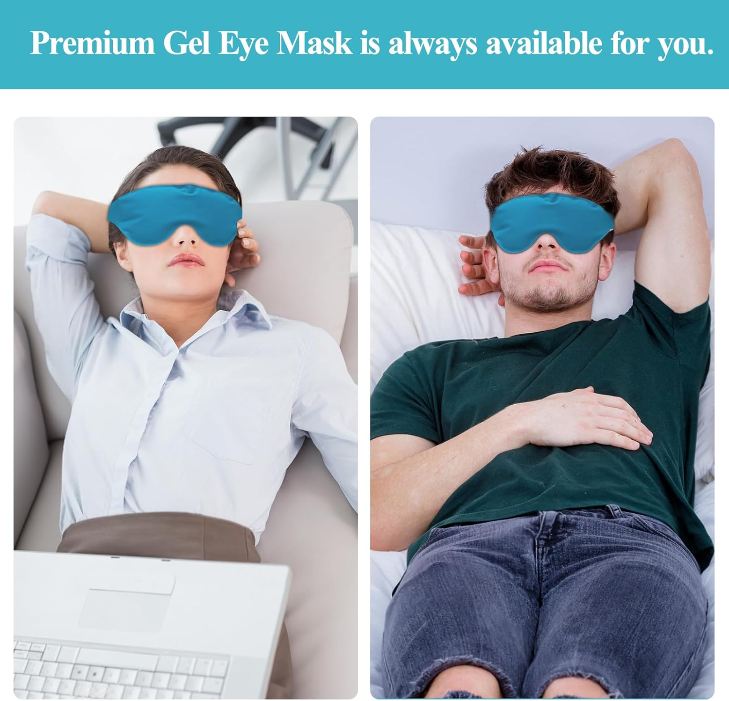 Gel Eye Mask Cold Pack Reusable for Puffy Eyes, Hot/Cold Compress for Discomfort, Dry Eyes & Dark Circles, Long Lasting Cooling Sleep Mask for Pain Relief after Surgery
