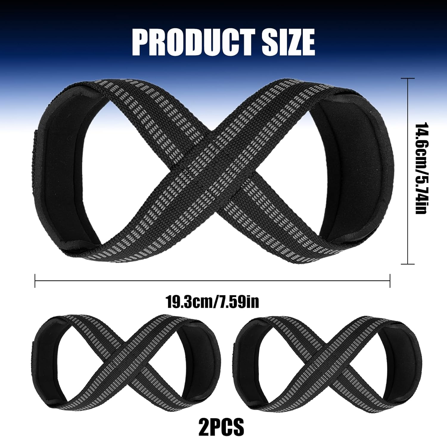 Figure 8 Lifting Straps for Deadlift & Weightlifting, Prevent Grip Slip Gym Wrist Belt with Cotton Ribbon Sponge Pad for Men and Women, Extra Grip Fits Shrugs Weight Lifting Cross Training image number 6