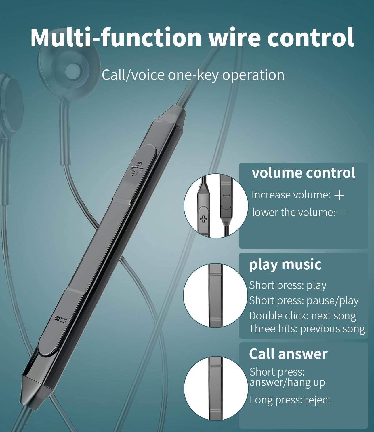 3.5 Mm Jack Headphones with Microphone 1.2 M Cable (Pack of 2) for Headset Wired In-Ear Earphones Cable Headphones Phone Headphone Connection PC Compatible with Samsung Galaxy S6 Edge + S7 Active S10+ image number 6