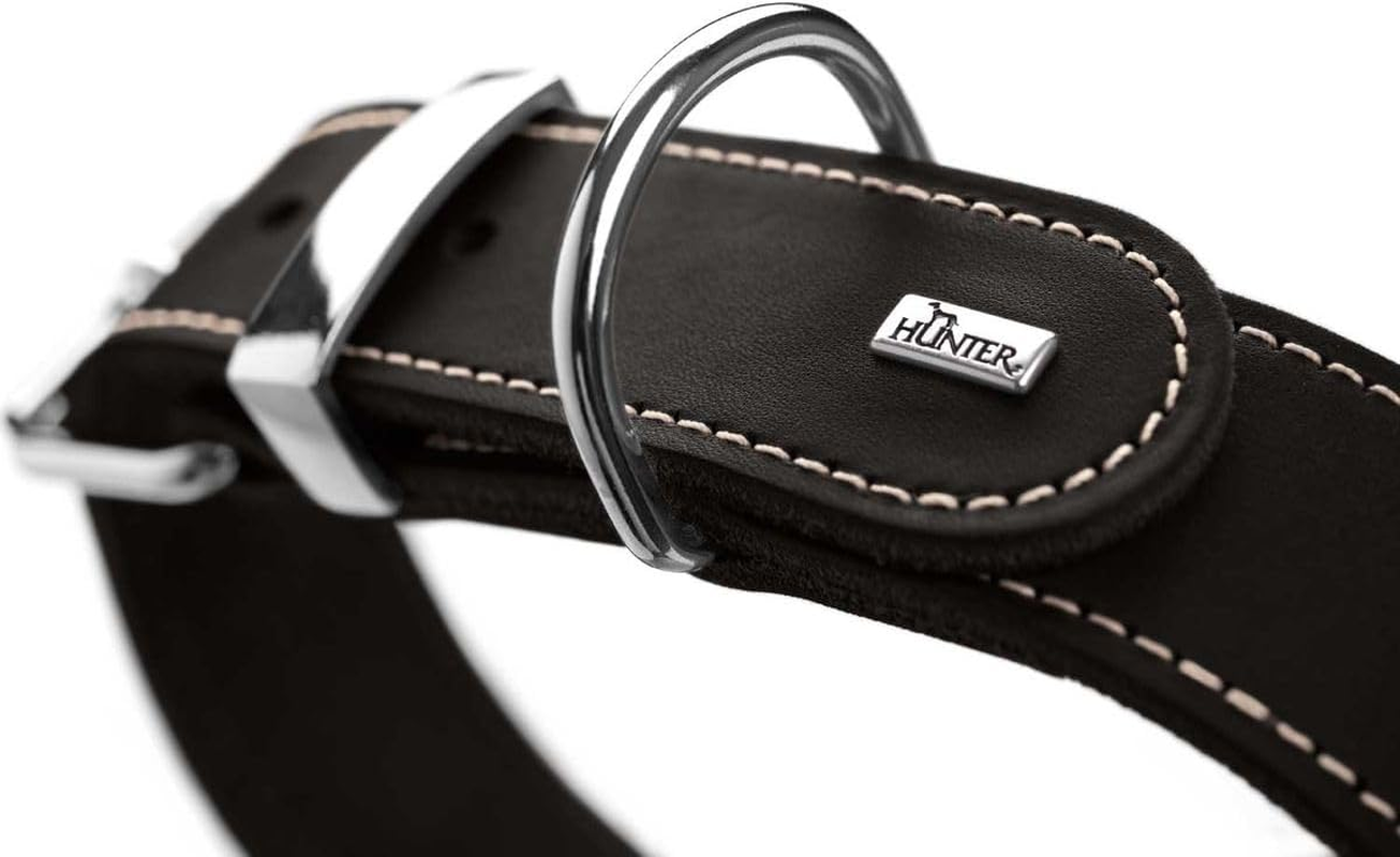 HUNTER Aalborg Special Dog Collar, Leather, Durable, Comfortable, 60 Cm (M-L), Black image number 6