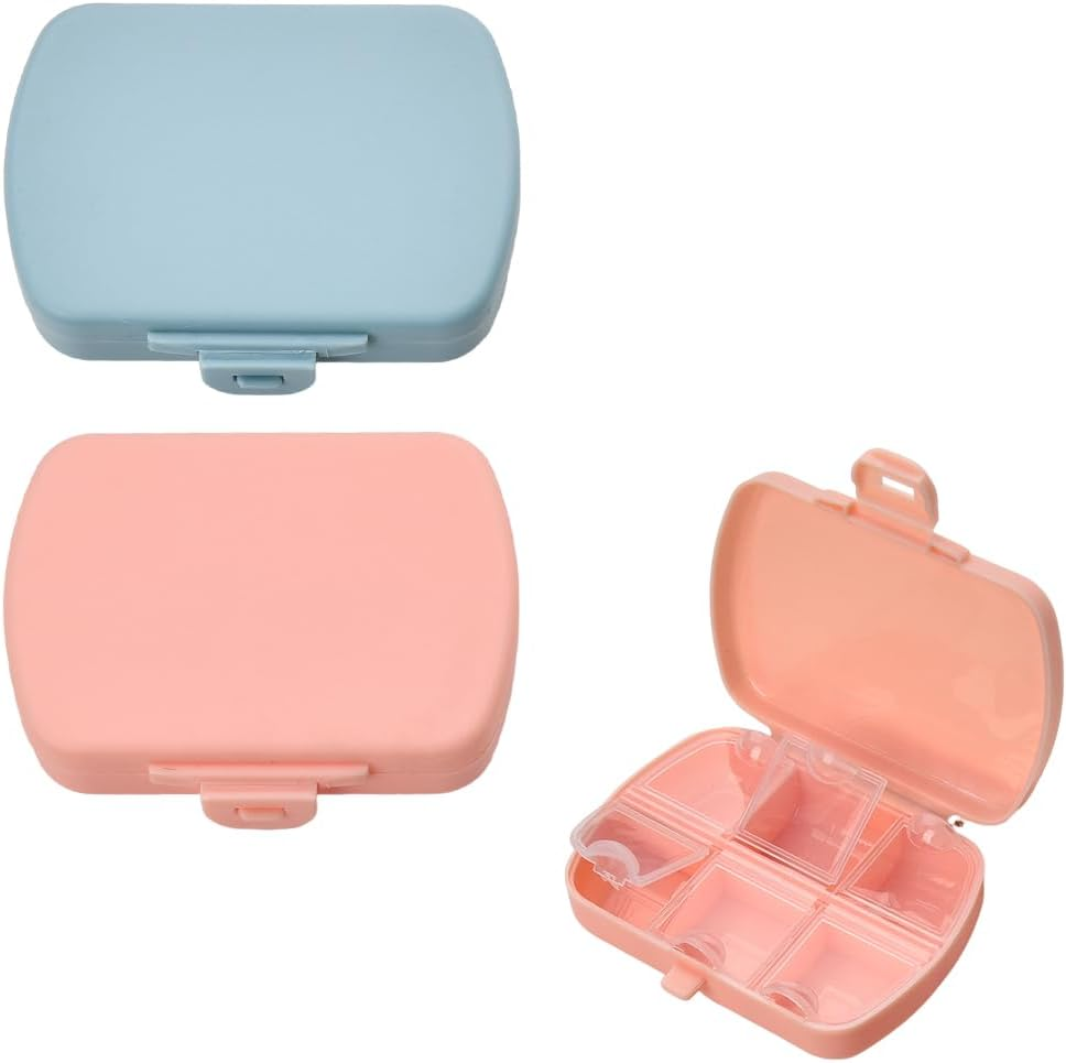 Travel Pill Organizer Day Pill Box Small Pill Case, Daily Pill Container 3 Times a Day Medicine Pill Organizer, Portable Day Pill Fish Oil Container, Pink and Blue image number 3
