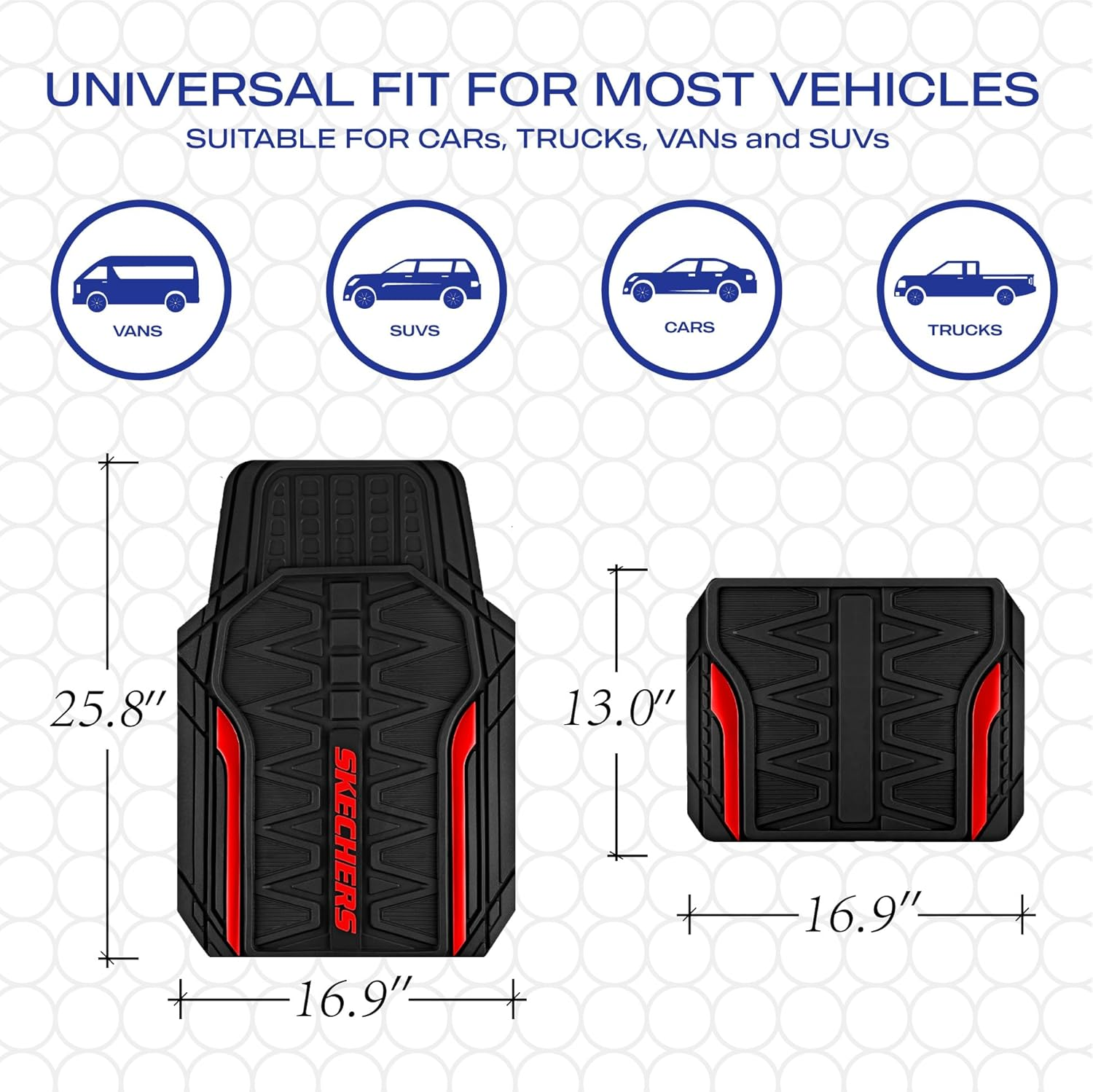 Skechers Car Floor Mats,Heavy Duty Rubber Car Mats Full Set,All -Weather Car Mats,Waterproof Trim-To Fit Universal Floor Liner Car Accessories,Automotive Floor Mats for Cars Trucks Suv,Red - Purple image number 6