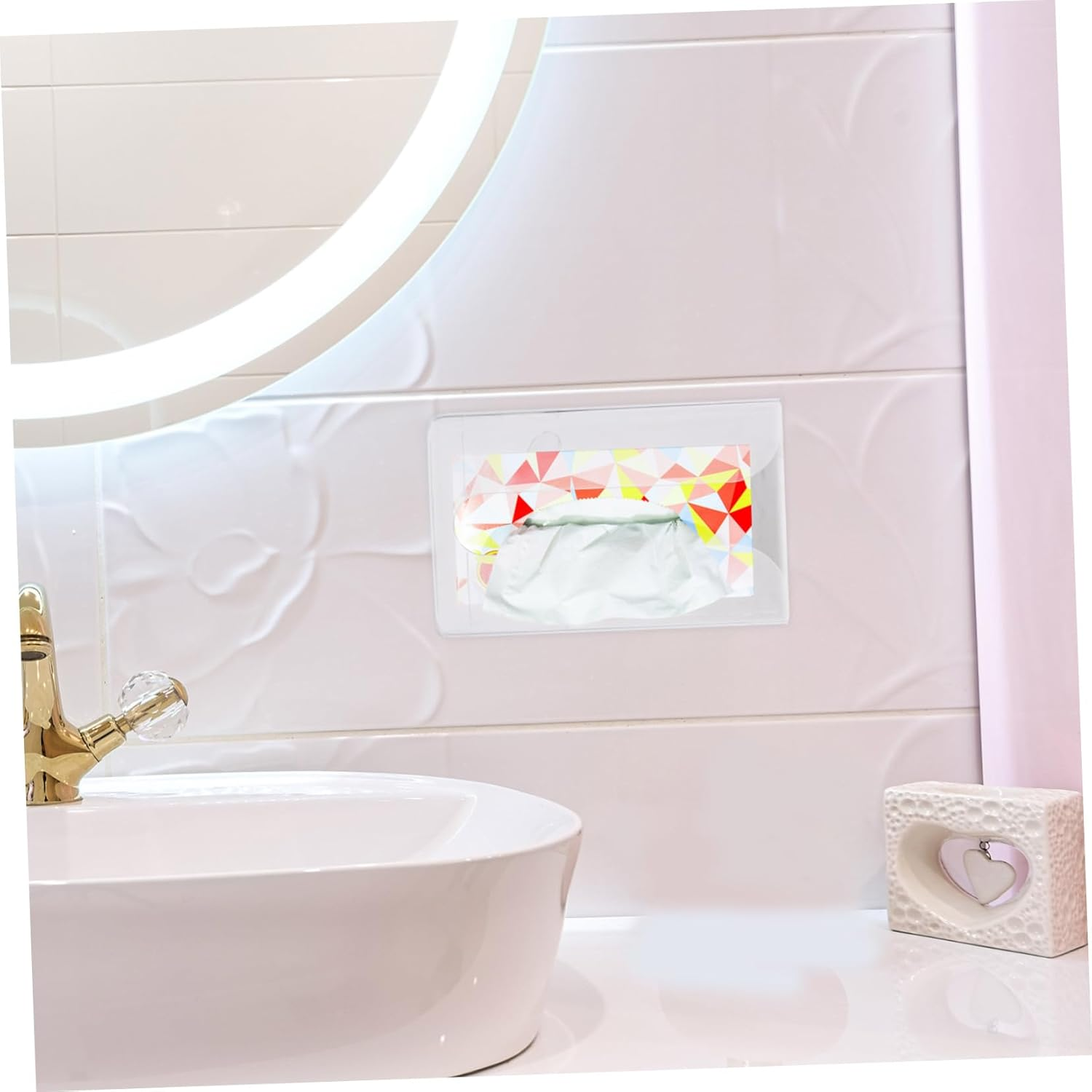2Pcs Punching Free Wall Mounted Tissue Box Holder Plastic Non-Perforated Facial Tissues Box Storage Suitable for Bathroom Kitchen Toilet