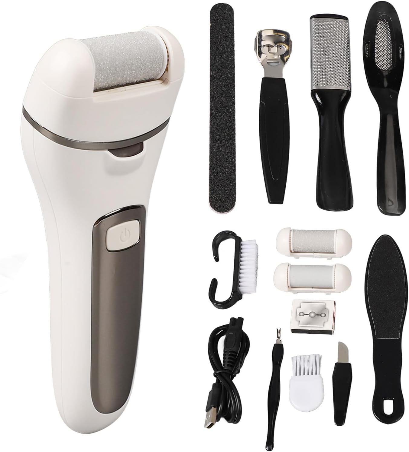 Electric Callus Remover Set Soften Cuticle Foot Scrubber White for Home Spa image number 4