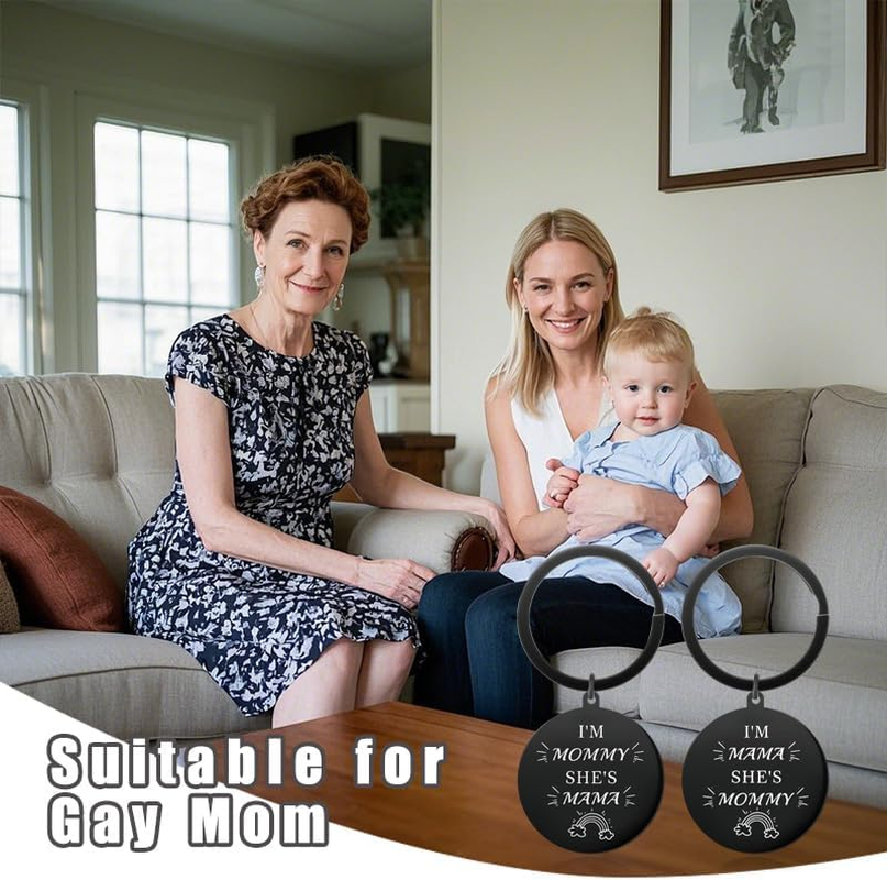 Lesbian Mothers Day Gifts for Mommy Mama Matching Gift Women Lgbt Lgbtq Couple Anniversary Mothers Day Presents for Mom Mother Hers and Hers Gifts for Lesbian Moms Matching Couple Keychains 2 Pcs image number 2