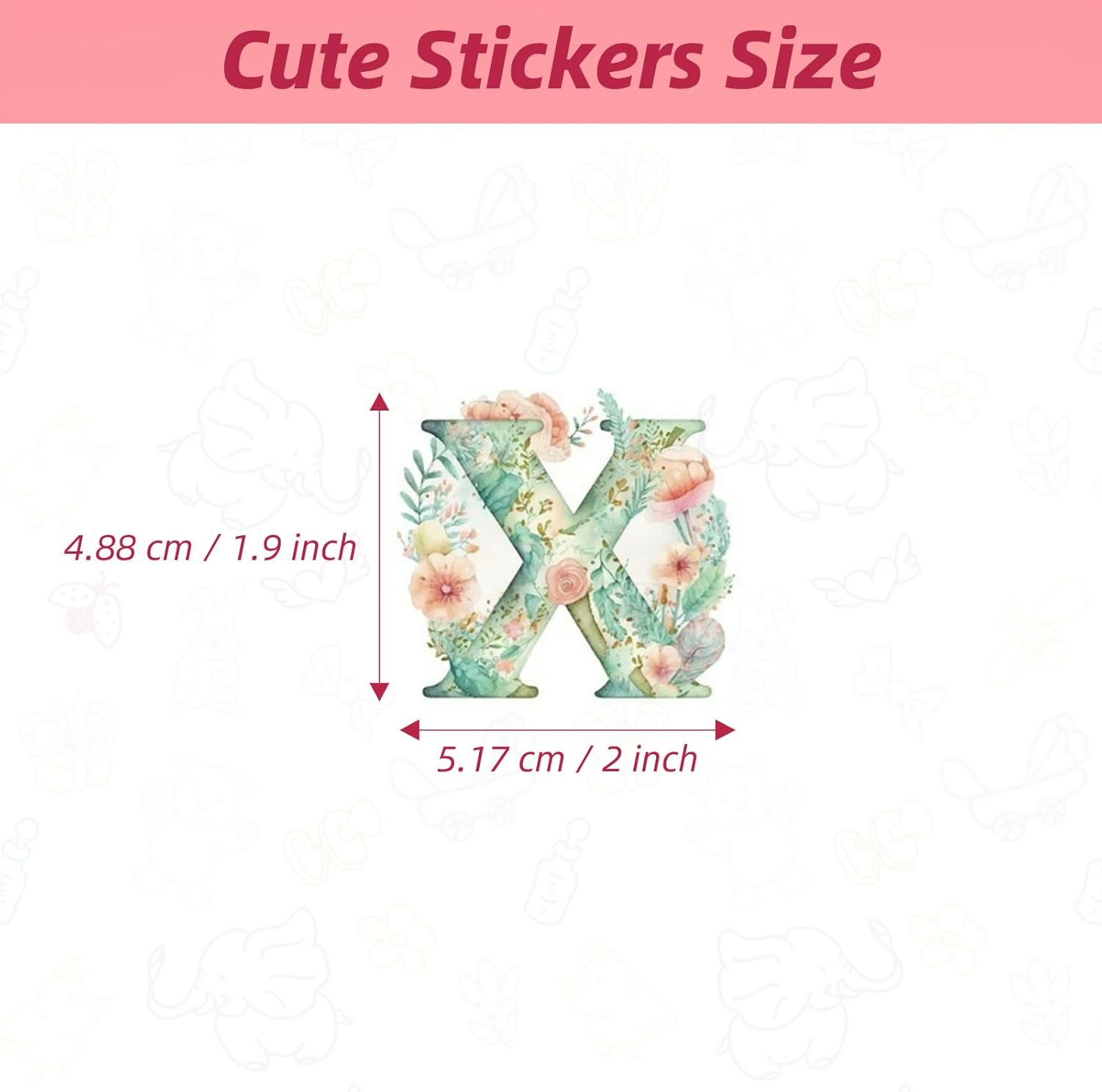 Animal Letter Stickers for Kids, 52Pcs Cute Stickers for Kindle Book Laptop Computer Water Bottle Skateboard Guitar, Scrapbooking Supplies for Toddlers Kids Boys Girls Teens image number 3