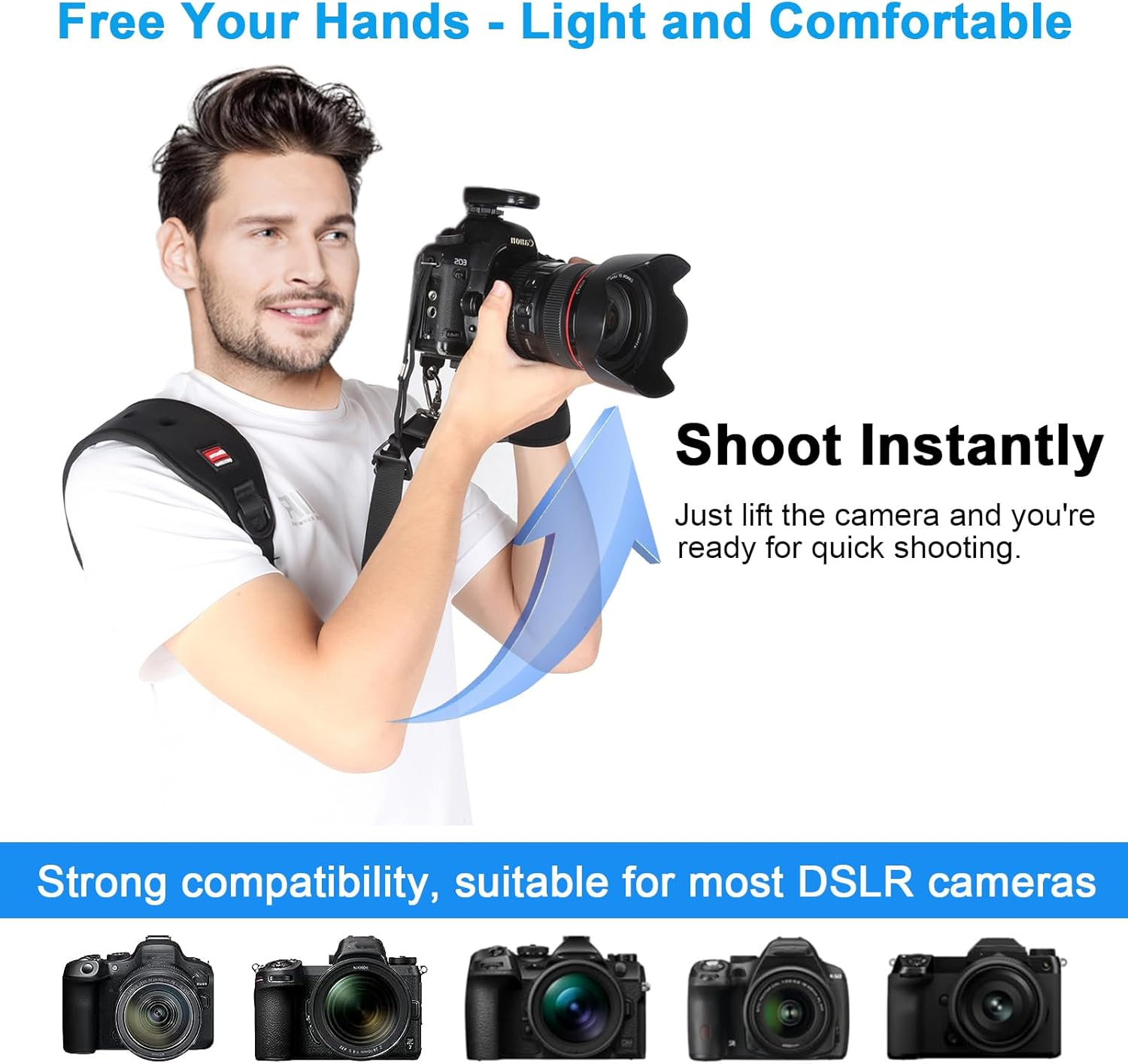 Lifuncren Camera Strap with Camera Wrist Strap Set, Quick Release Camera Shoulder Strap with Safety Tether and Quick Attach Plate, Adjustable Camera Neck Strap for DSLR SLR Camera image number 5