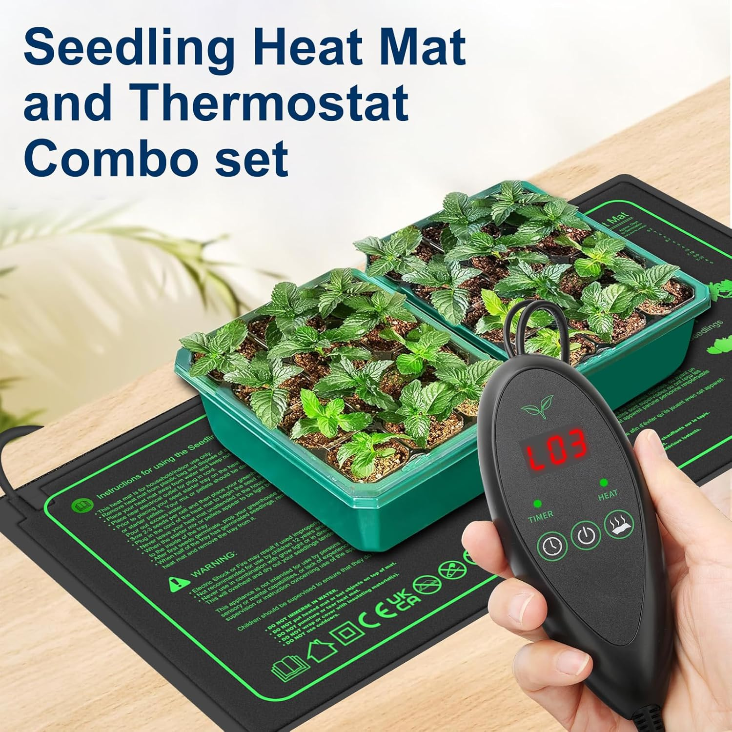 Koreal Seedling Heat Mat with Thermostat Controller, 25Cm X 50Cm Heat Mats for Seed Starting, 1 Pack Seed Heating Mat for Indoor Growing,Brewing and Seed Germination image number 1