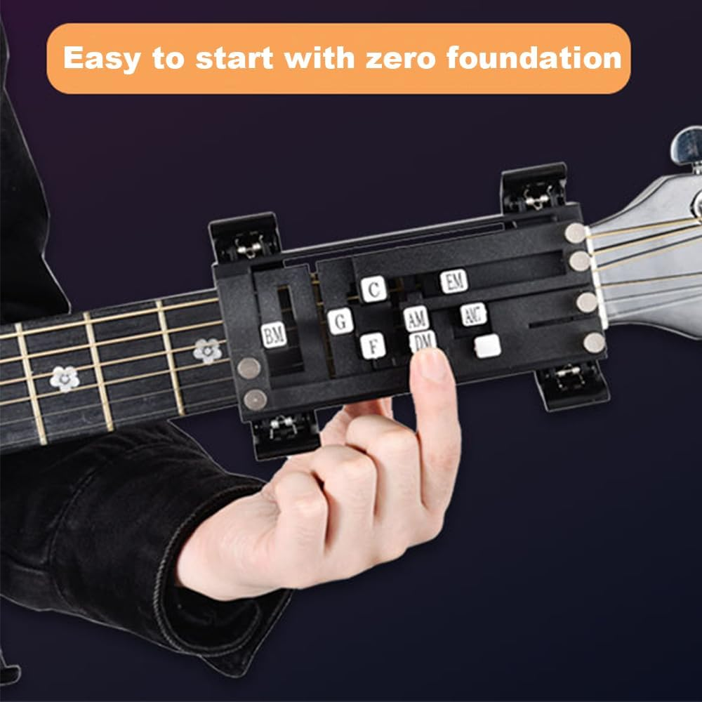 Guitar Aid Chords Buddy Trainer, Guitar Chord Presser,Assisted Para Tool,Guitar Learning Parts with Guitar Chart Presser,Guitar Helper Teaching Practice Tool for Beginner (Black) - Black image number 5