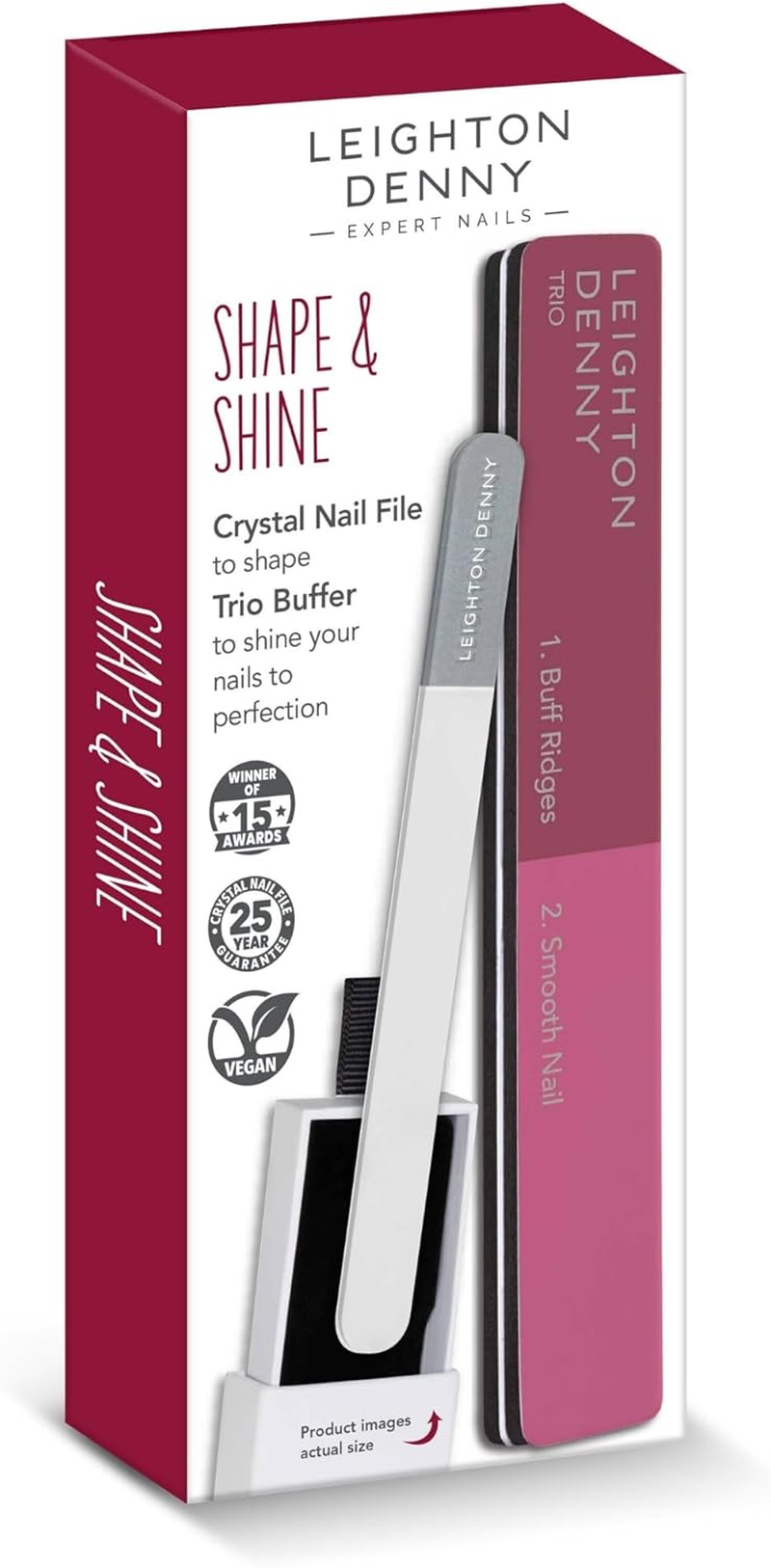 LEIGHTON DENNY Shape & Shine - Small Crystal Nail File & 3-In-1 Nail Buffer - Vegan image number 1